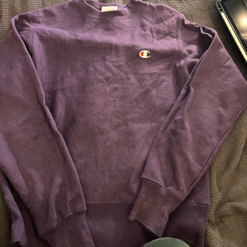 purple champion crewneck